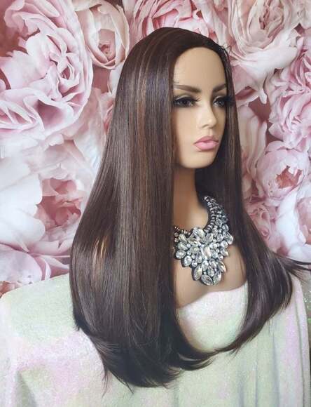 3x3 free part highlighted lace wig main image 2